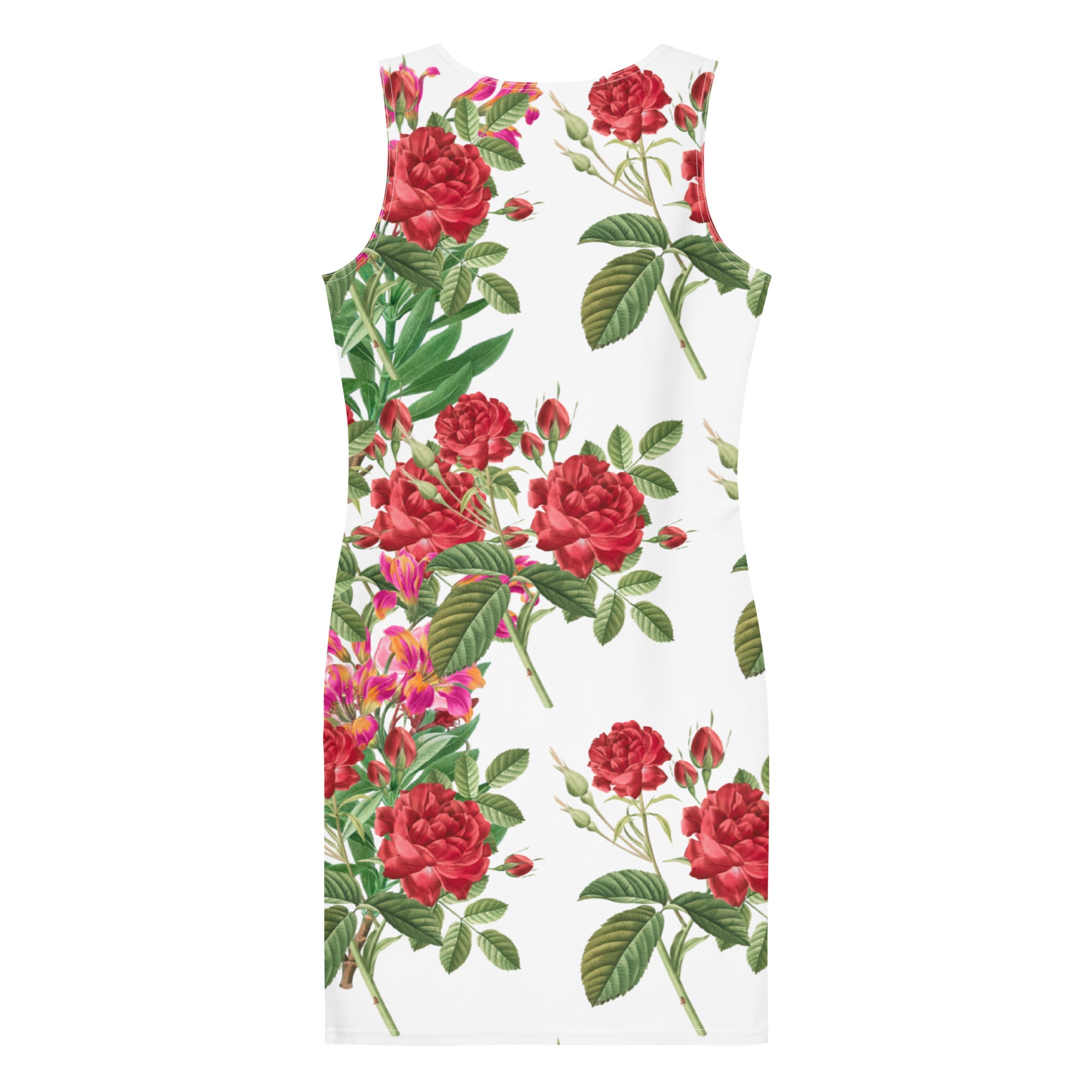 White with roses-Bodycon dress