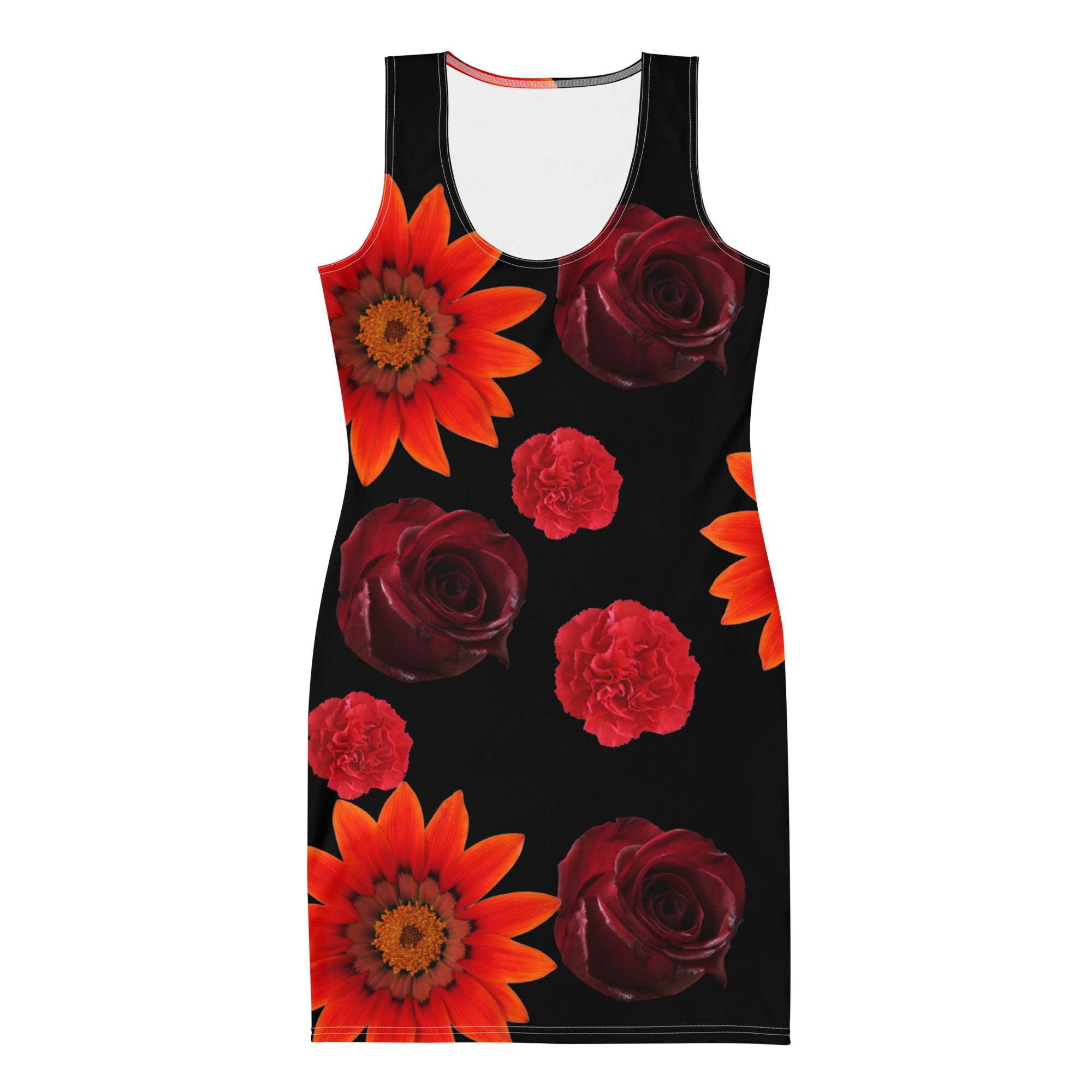 Orange Flowers-Bodycon dress
