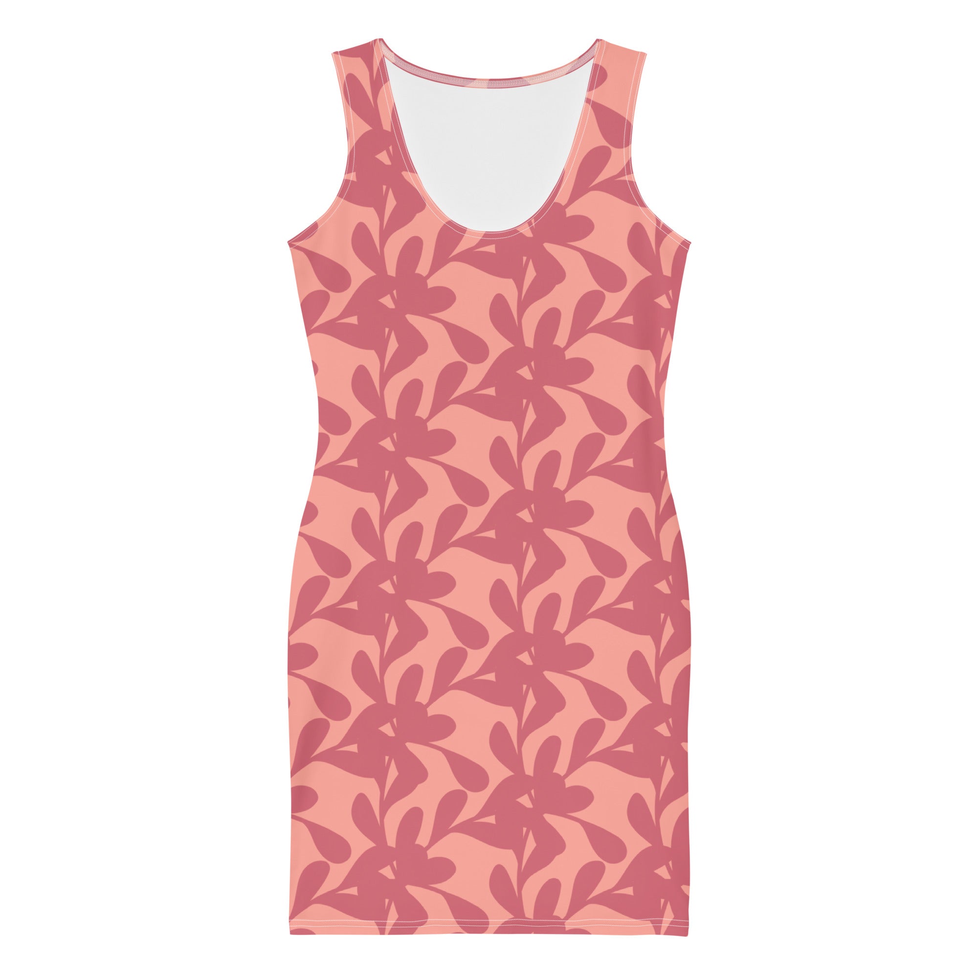 Pink on pink leaves-Bodycon dress
