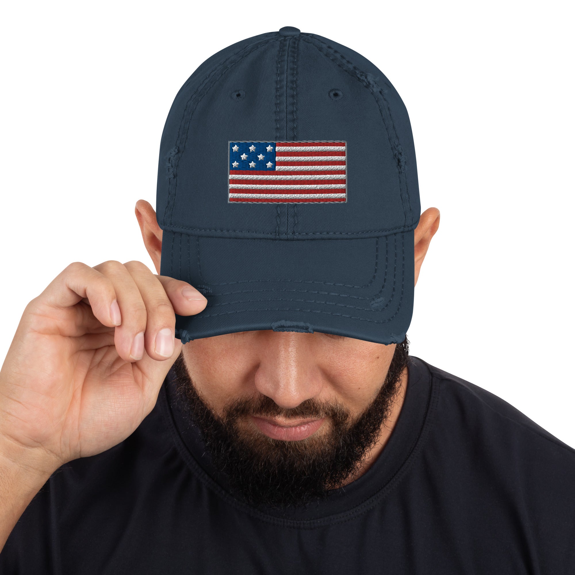 Embroidered American Flag-Distressed Dad Hat
