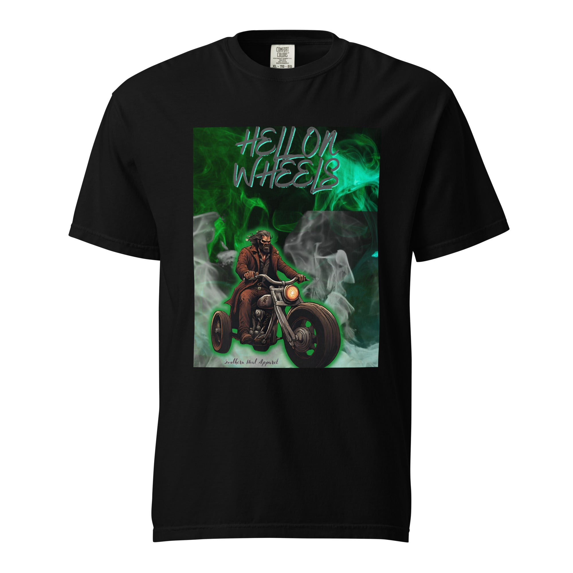 Hell on wheels-Mens garment-dyed heavyweight t-shirt