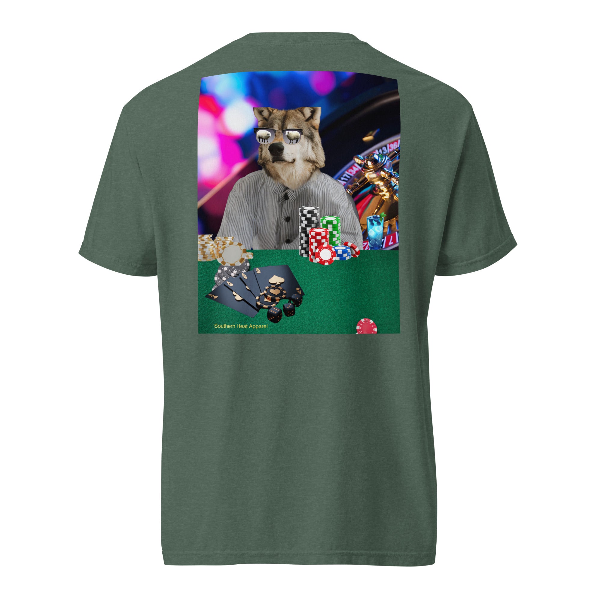 wolf of poker- garment-dyed heavyweight t-shirt