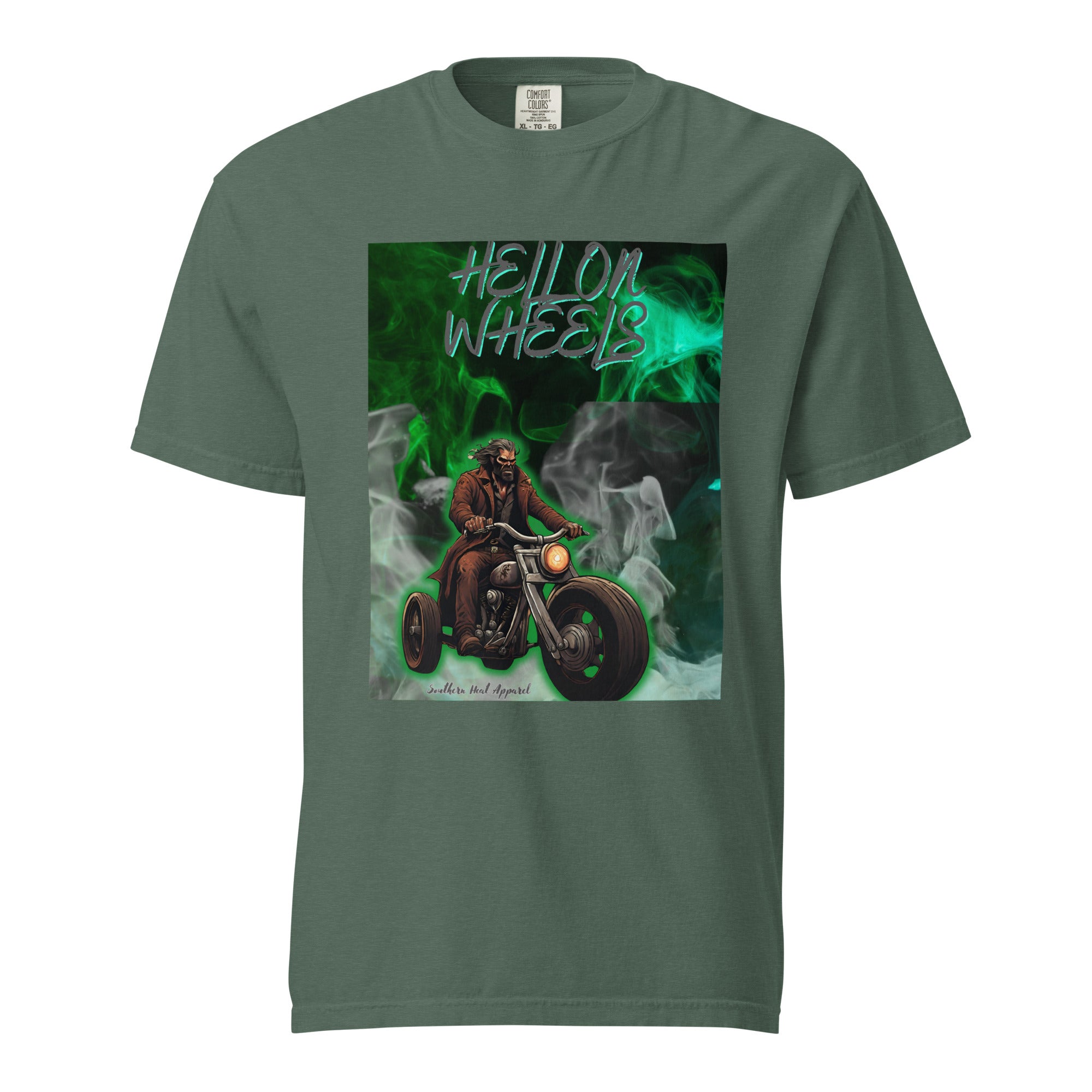 Hell on wheels-Mens garment-dyed heavyweight t-shirt