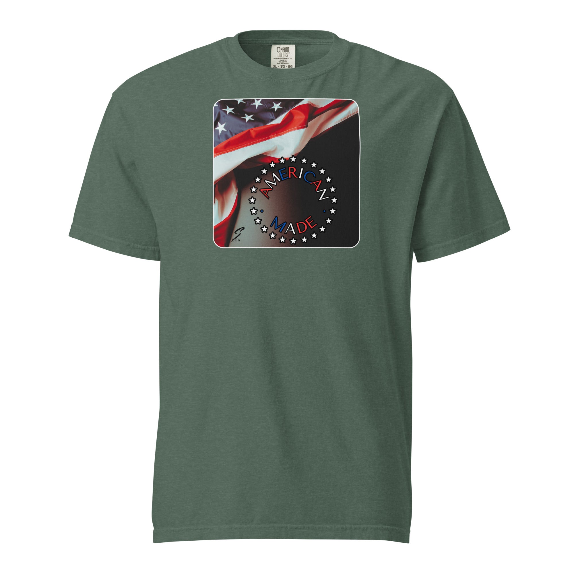 American made-Mens garment-dyed heavyweight t-shirt