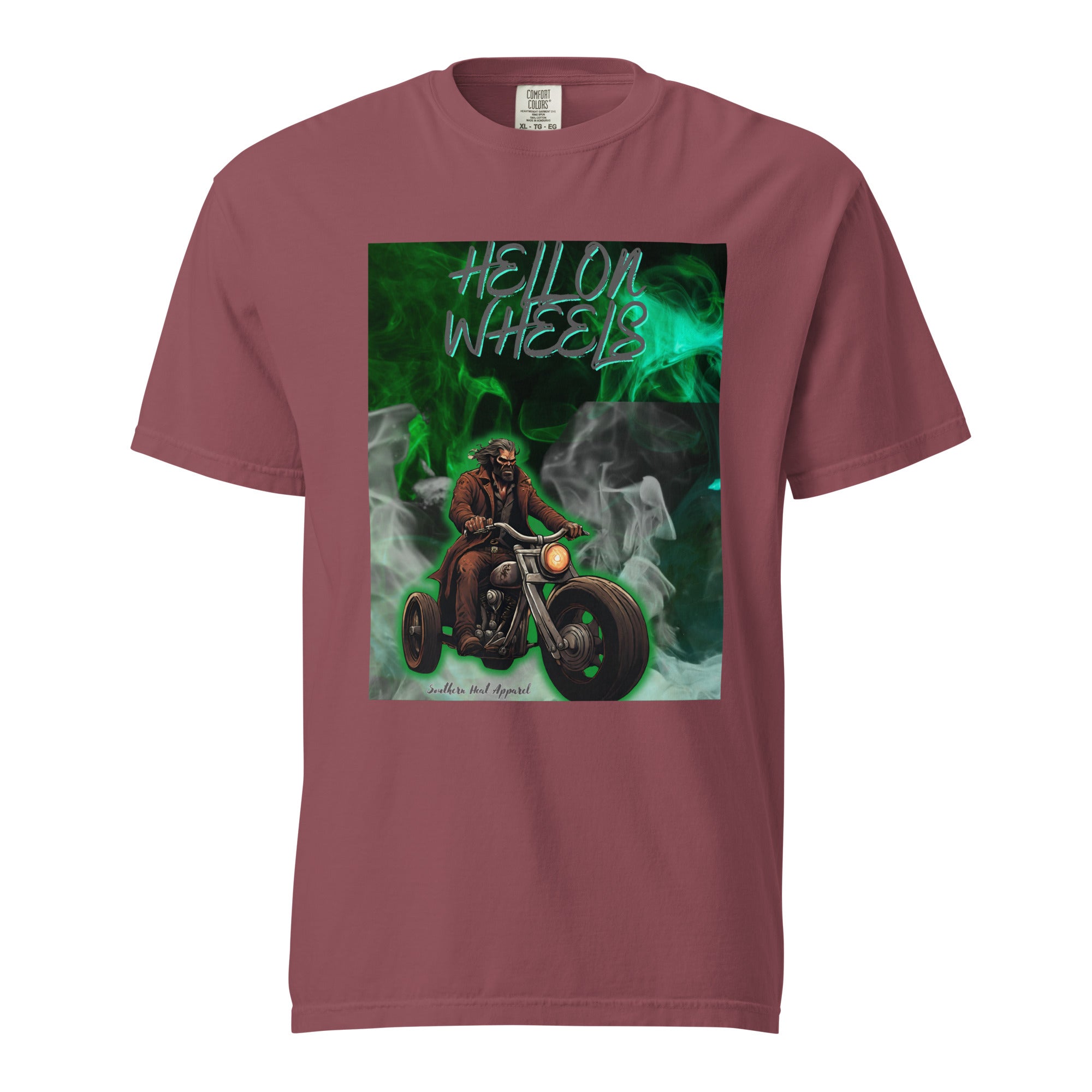 Hell on wheels-Mens garment-dyed heavyweight t-shirt