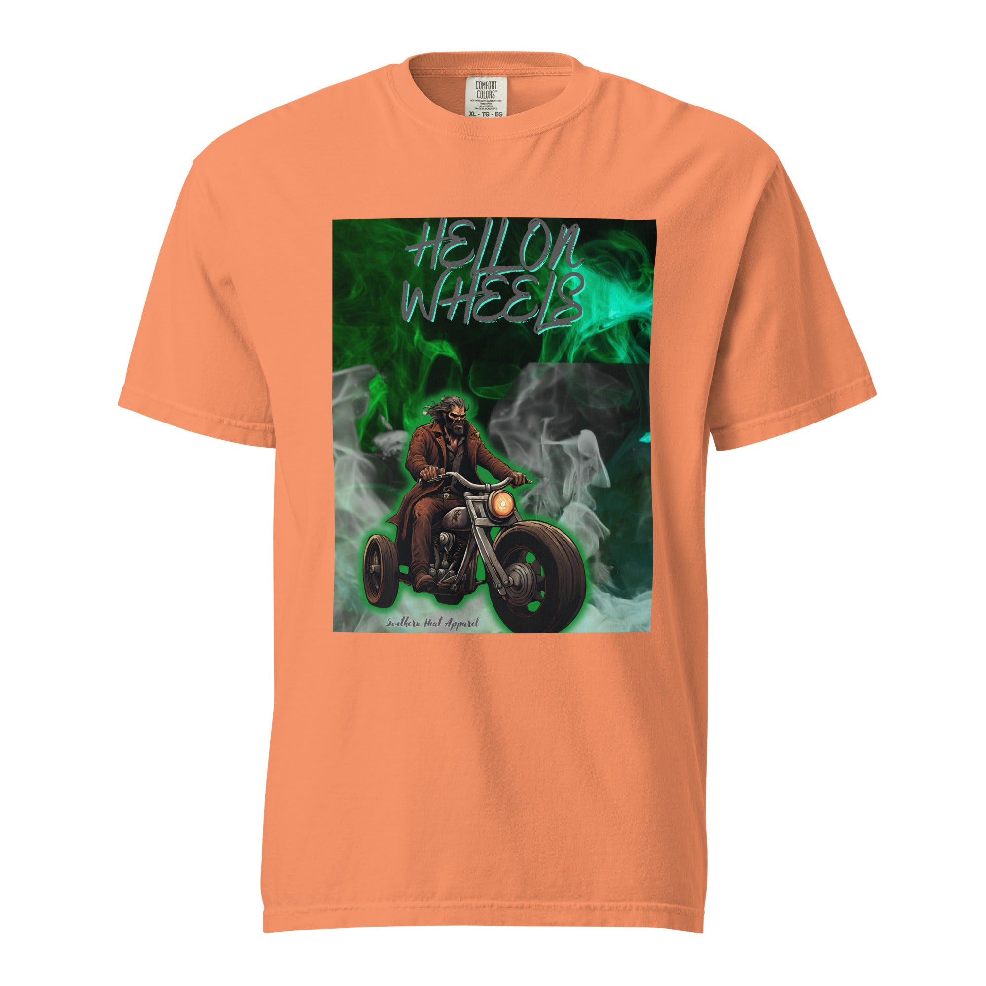 Hell on wheels-Mens garment-dyed heavyweight t-shirt