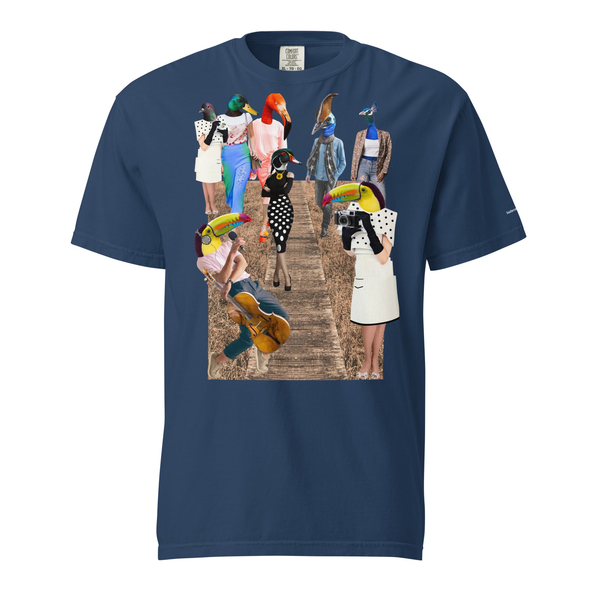 Collage Birds- Mens garment-dyed heavyweight t-shirt