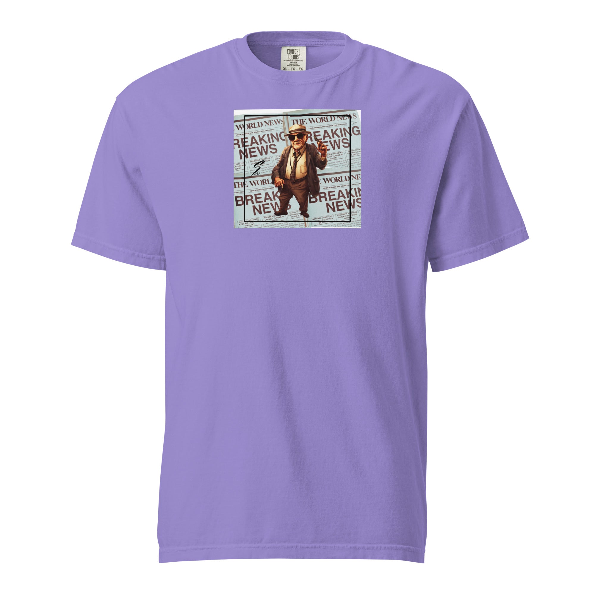 Breaking news-Mens garment-dyed heavyweight t-shirt