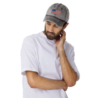 Embroidered American Flag-Vintage Cotton Twill Cap