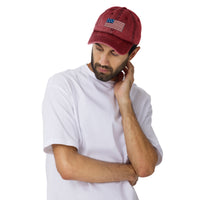 Embroidered American Flag-Vintage Cotton Twill Cap