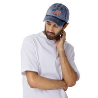 Embroidered American Flag-Vintage Cotton Twill Cap