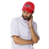 Embroidered American Flag-Vintage Cotton Twill Cap