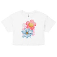 pink&blue.floral-Women’s crop top