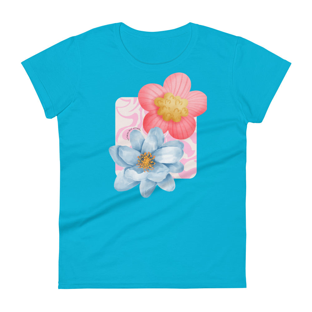 pink&blue.floral-Women's short sleeve t-shirt