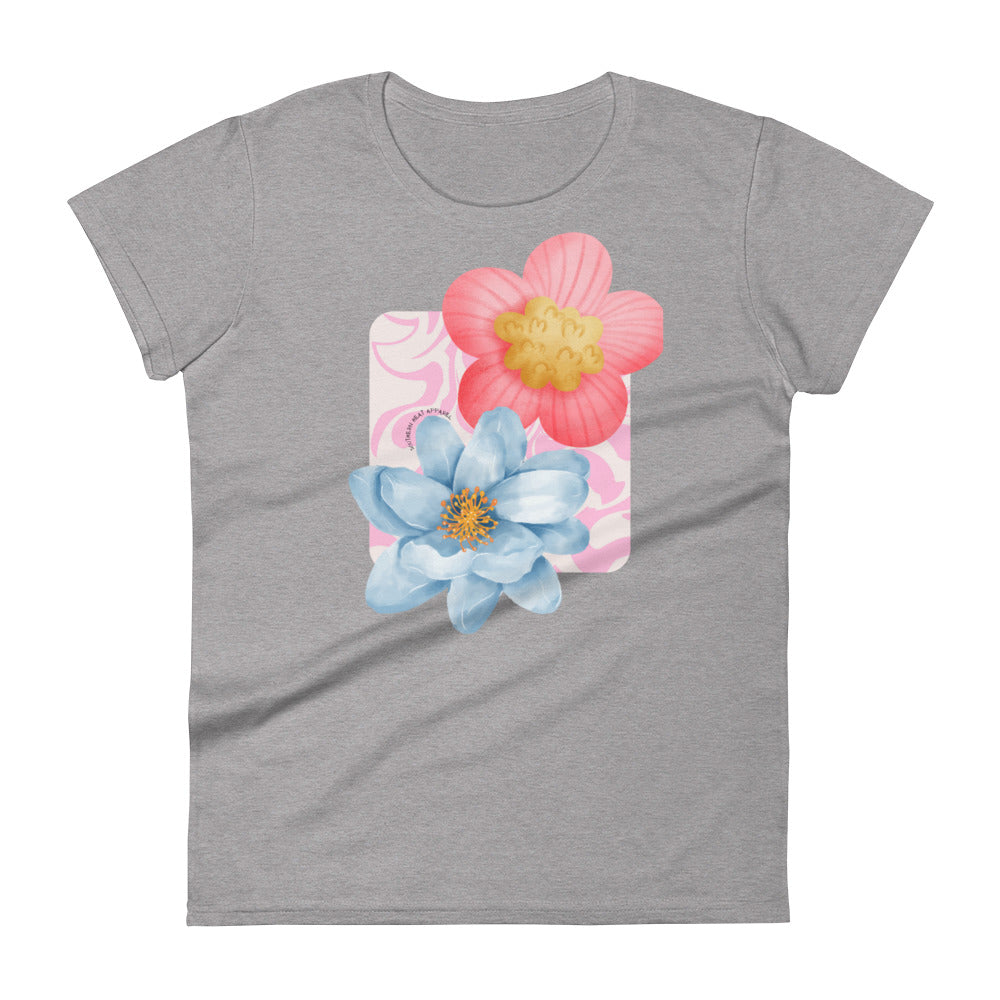 pink&blue.floral-Women's short sleeve t-shirt